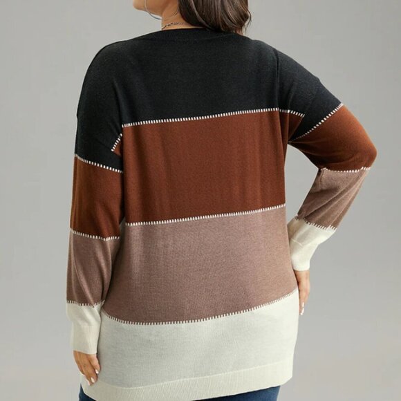 BloomChic Super soft Essentials Color block Contrast Round Neck Pullover XL - Picture 3 of 7